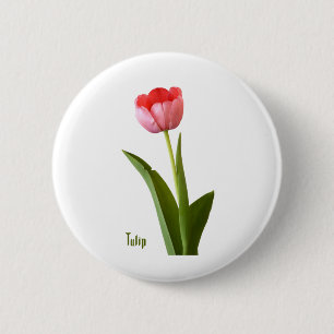 Bóton Redondo 5.08cm Uma fotografia floral da tulipa cor-de-rosa do
