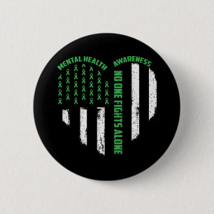 Bóton Redondo 5.08cm Uma Luta Usa Bandeira Coração Sozinha Saúde Mental