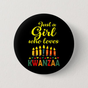 Bóton Redondo 5.08cm Uma Menina Que Ama Kwanzaa Kinara African Pride Bl