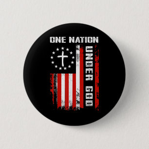Bóton Redondo 5.08cm Uma Nação Sob A Bandeira De Deus Americano, Cruz 4