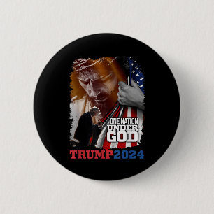 Bóton Redondo 5.08cm Uma Nação Sob Deus Presidente Trump 2024 América