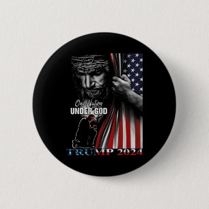 Bóton Redondo 5.08cm Uma Nação Sob Deus Trump 2024, Bandeira de Deus Am