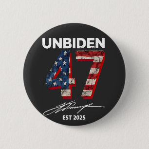 Bóton Redondo 5.08cm Unbiden 47 Trump Est. 2025 4 De Julho