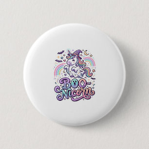 Bóton Redondo 5.08cm Unicorn Boo-nicórnio Vetor Premium Design de Vetor