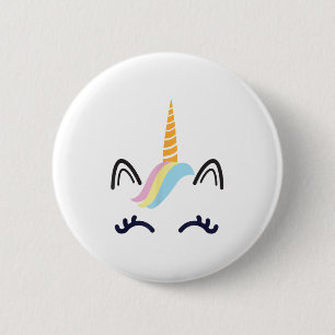 Bóton Redondo 5.08cm Unicorn Face Eyelashes Sorri Figurino de Halloween