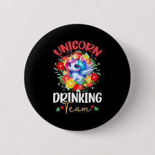 Bóton Redondo 5.08cm Unicórnio bebendo time engraçado floral colorido d