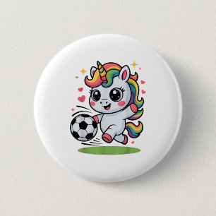 Bóton Redondo 5.08cm Unicórnio de Futebol Engraçado Só Menina que Ama J