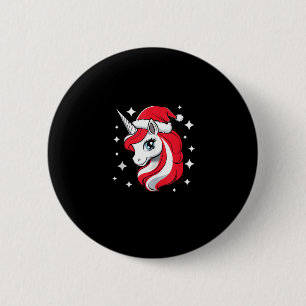 Bóton Redondo 5.08cm Unicórnio De Natal Para Raparigas Red Santa Hat Wi