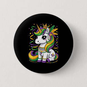 Bóton Redondo 5.08cm Unicórnio Fofo Para Fãs de Mardi Gras e Magia