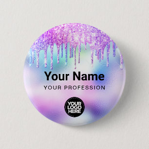 Bóton Redondo 5.08cm Unidades holográficas de brilho Nome de etiqueta 