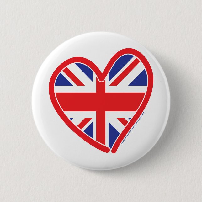 Bóton Redondo 5.08cm Union Jack Royal Heart (Frente)