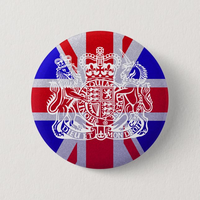 Bóton Redondo 5.08cm Union Jack & Seal (Frente)