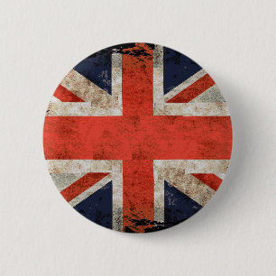 Bóton Redondo 5.08cm Union Jack shredded envelhecido