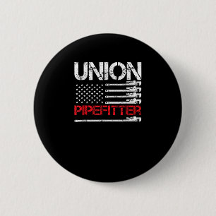 Bóton Redondo 5.08cm Union Pipefitter Union Strong USA American Flag Ru