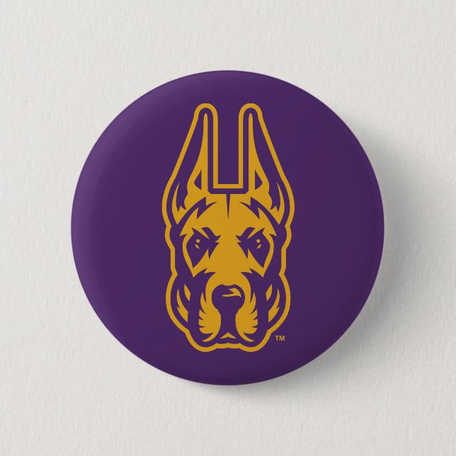 Bóton Redondo 5.08cm Universidade de Albany Great Dane Mascot Head (Frente)