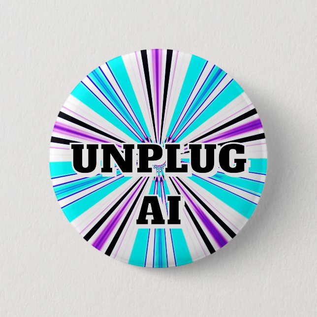 Bóton Redondo 5.08cm UNPLUG AI (você pode alterar as palavras) (Frente)