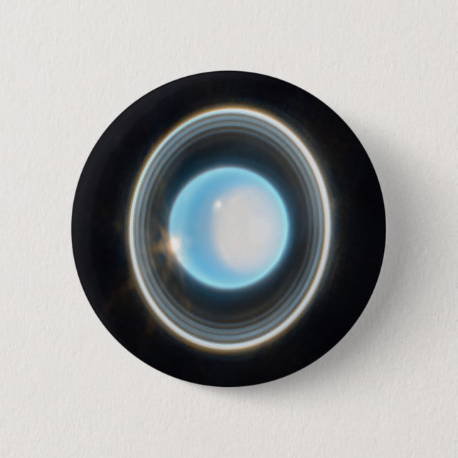 Bóton Redondo 5.08cm Urano Planeta com Imagem JWST de Anéis (Frente)