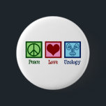 Bóton Redondo 5.08cm Urologia de Paz e Amor<br><div class="desc">A Urologia do Amor pela Paz. Um presente urologista legal para um médico ou enfermeiro de urologia com um sinal de paz,  coração e fotografia de uma bexiga. O departamento de urologia do excelente apresenta.</div>