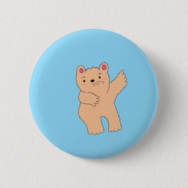 Bóton Redondo 5.08cm Urso Ansioso Simples (Frente)