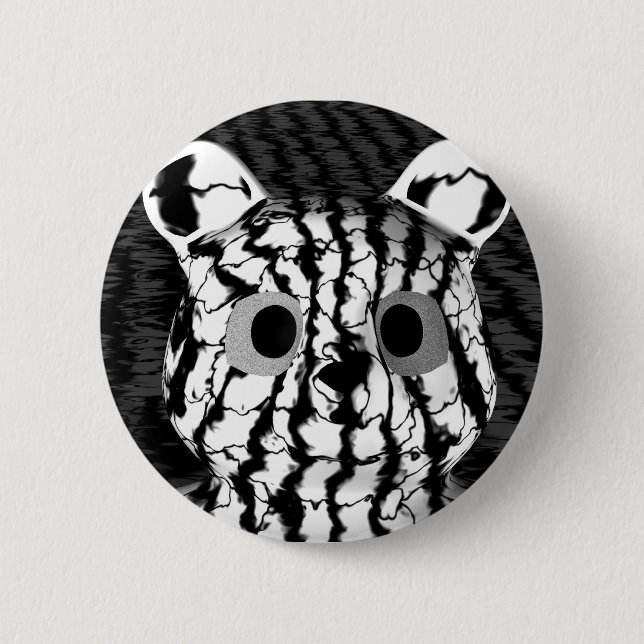 Bóton Redondo 5.08cm Urso Branco Preto (Frente)