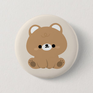Bóton Redondo 5.08cm Urso Castanho Bonito