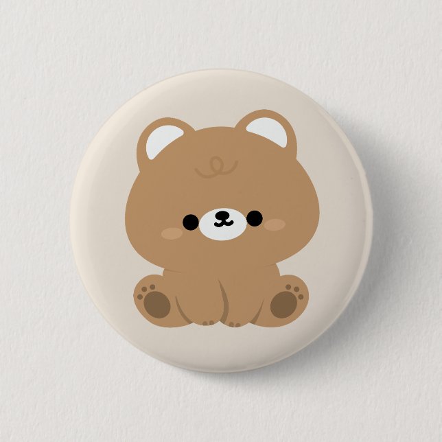Bóton Redondo 5.08cm Urso Castanho Bonito (Frente)