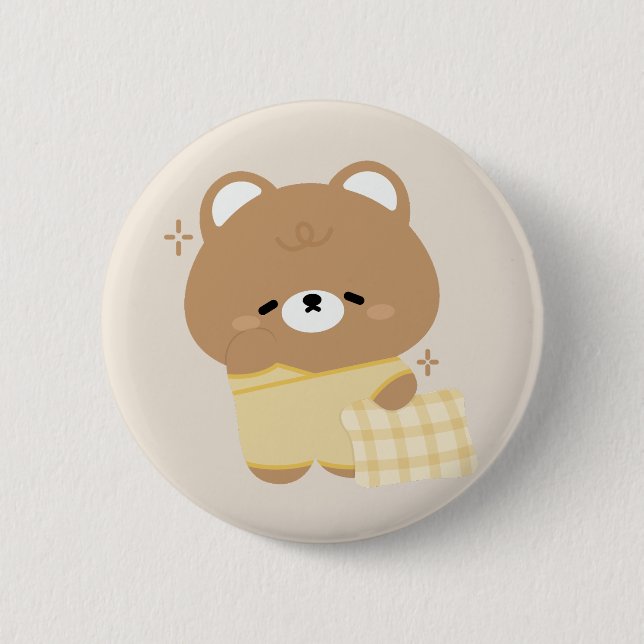 Bóton Redondo 5.08cm Urso Castanho Bonito (Frente)