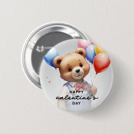 Bóton Redondo 5.08cm Urso de Aquarela de Cubo dia de os namorados com B