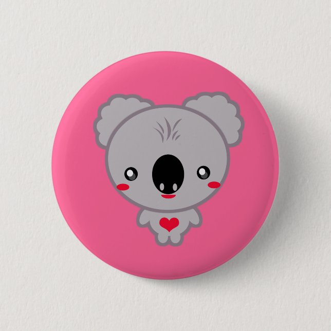 Bóton Redondo 5.08cm Urso de Koala de Kawaii (Frente)