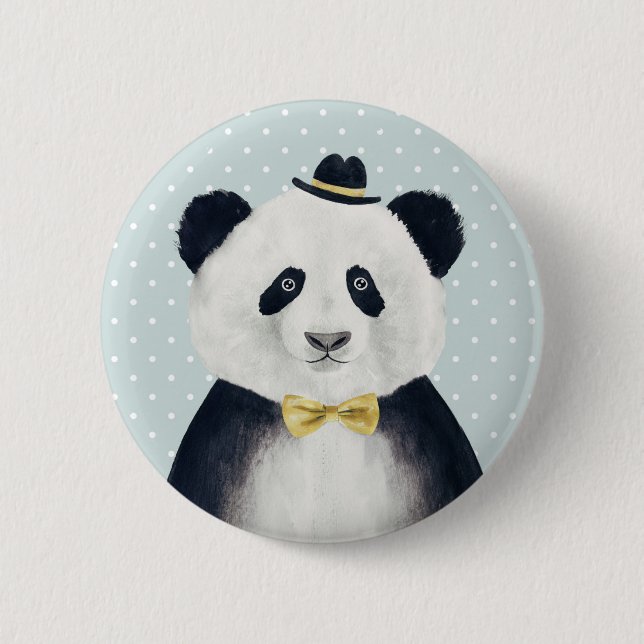 Bóton Redondo 5.08cm Urso de panda da aguarela (Frente)