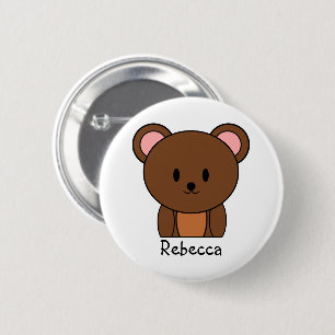 Bóton Redondo 5.08cm Urso de Pelúcia Marrom Personalizado