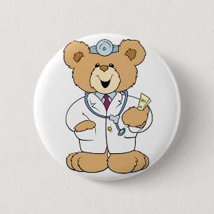 Bóton Redondo 5.08cm Urso de pelúcia médico fofo