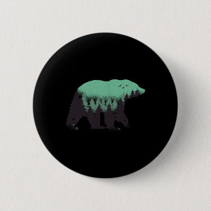 Bóton Redondo 5.08cm Urso Floresta Natureza Grizzly A Caminhar Ao Exter