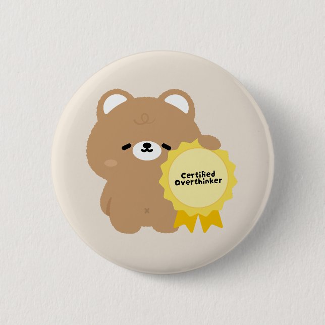 Bóton Redondo 5.08cm Urso Marrom Superpensador Certificado (Frente)