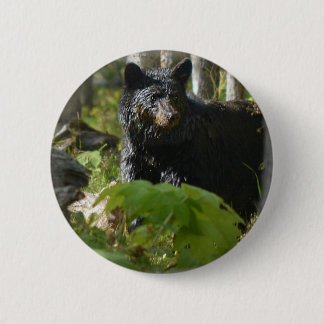 Bóton Redondo 5.08cm Urso Negro Escondendo-se em Foto da Floresta em Vi