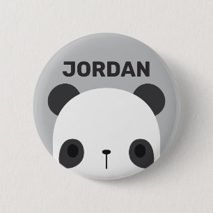 Bóton Redondo 5.08cm Urso Panda Bonito com Nome Personalizado