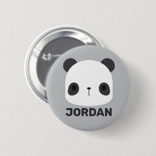Bóton Redondo 5.08cm Urso Panda Bonito com Nome Personalizado