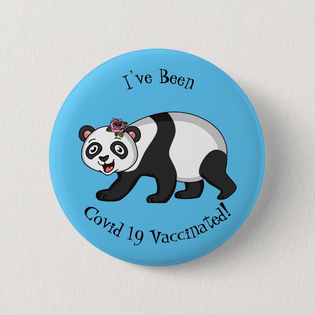 Bóton Redondo 5.08cm Urso panda bonito e feliz com desenho animado (Frente)