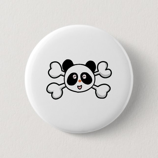 Bóton Redondo 5.08cm urso panda Caveira e Crossbones (Frente)