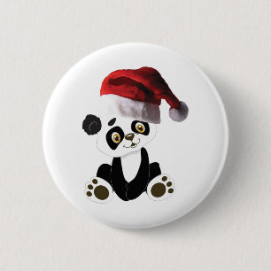 Bóton Redondo 5.08cm urso panda de natal