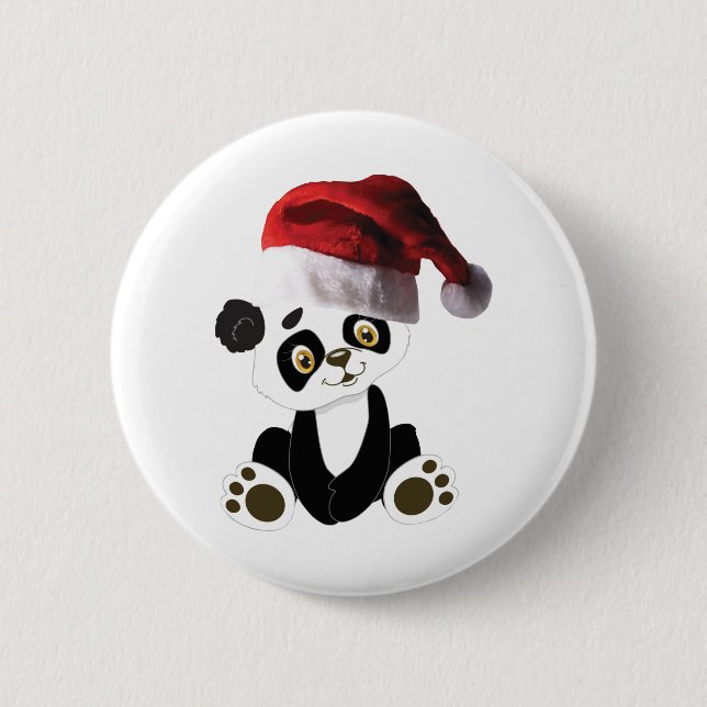 Bóton Redondo 5.08cm urso panda de natal (Frente)