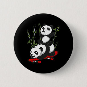 Bóton Redondo 5.08cm Urso Panda de Skate Selvagem Panda Divertido Skate
