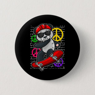 Bóton Redondo 5.08cm Urso Panda Legal Andando De Skate
