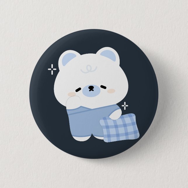 Bóton Redondo 5.08cm Urso Polar Bonito Sonolento (Frente)
