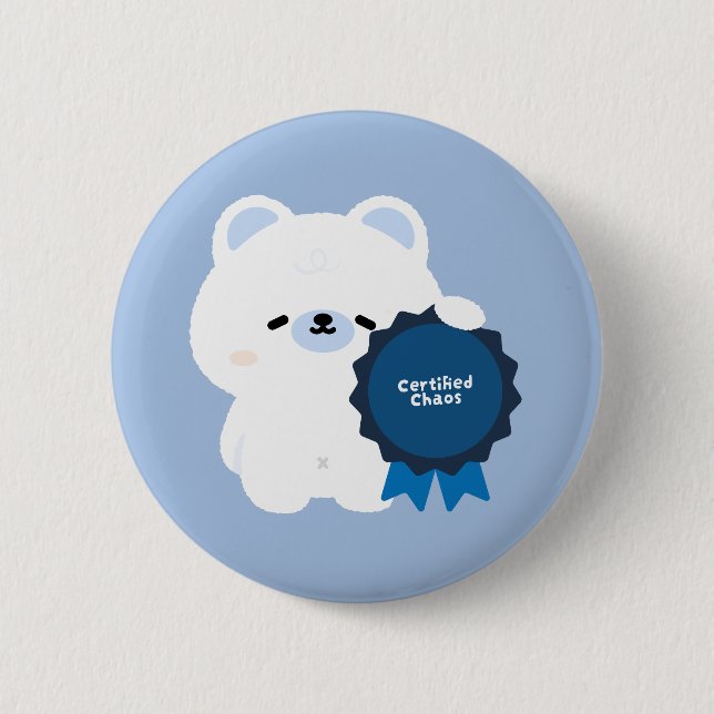 Bóton Redondo 5.08cm Urso Polar Caos Certificado (Frente)