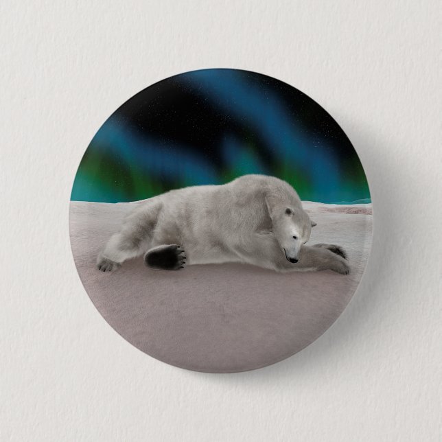 Bóton Redondo 5.08cm Urso Polar Descansando (Frente)