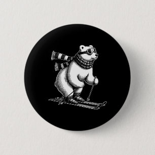 Bóton Redondo 5.08cm Urso Polar Engraçado Ama Esquiar Na Neve De Esqui