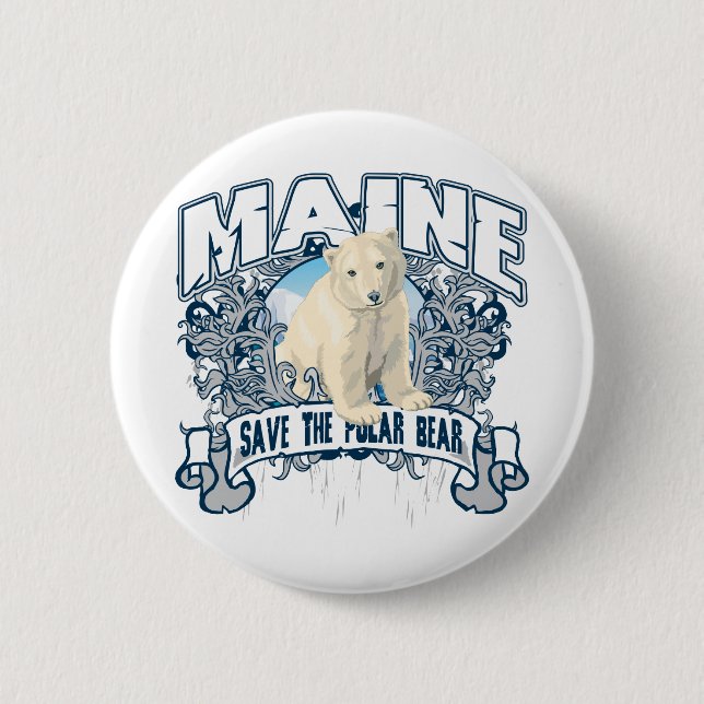 Bóton Redondo 5.08cm Urso polar Maine (Frente)