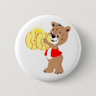 Bóton Redondo 5.08cm urso que joga os pratos shirt.png vermelho