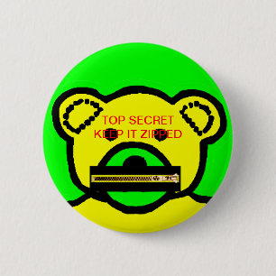 Bóton Redondo 5.08cm Urso Verde Amarelo MUSEUM Zazzle Presente